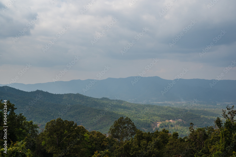 Mountain range view on khuntan national park Lamphun city thailand.The Khun Than mountain range of the DoiKhun Than national park forms a natural boundary between the northern Lamphun and Lampang