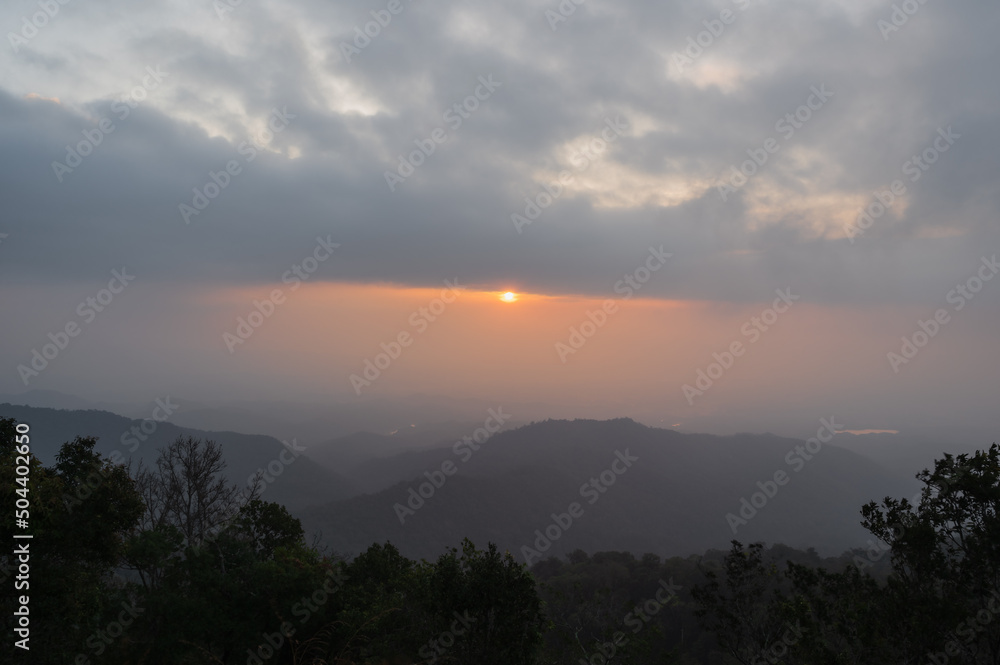 Beautiful sunrise on doi khuntan national park.he Khun Than mountain range of the DoiKhun national park natural boundary between the northern Lamphun Lampang. Beautiful sunrise on doi khuntan national park.he Khun Than mountain range of the DoiKhun national park natural boundary between the northern Lamphun Lampang.