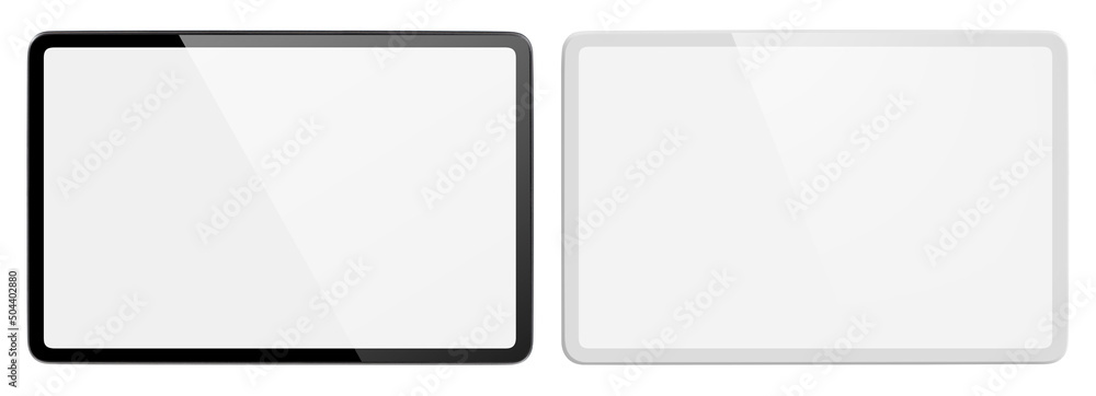 Set of black and white tablet computers, isolated on white background Set of black and white tablet computers, isolated on white background