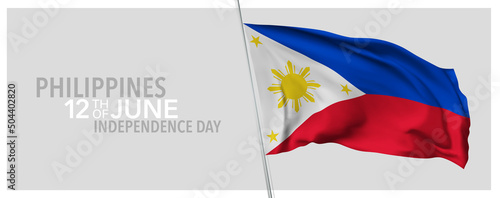Philippines happy independence day greeting card, banner with template text vector illustration