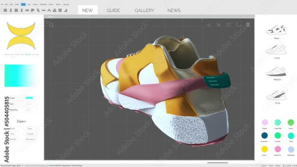 Sneaker 3D Design Editing Software Mockup Animation with Stylish Shoe