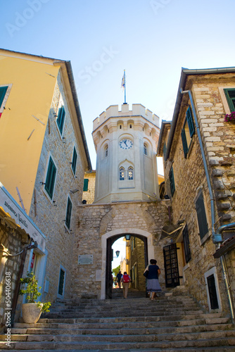 Sat-Kula Clock Tower in downtown in Herceg Novi, Montenegro
