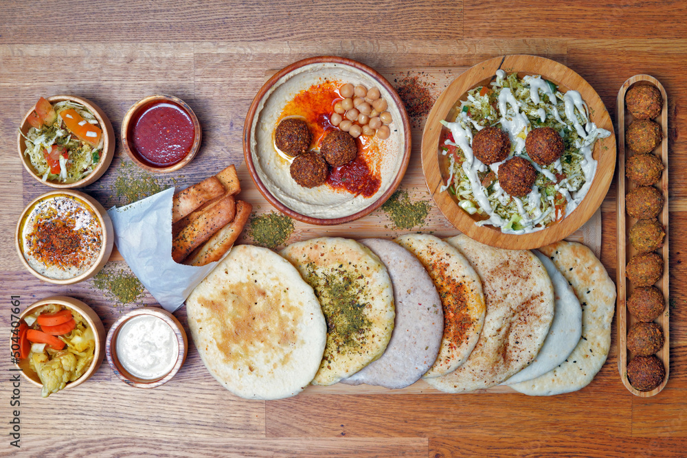 mediterranean food breakfast pita hummus falafel mediterranean food breakfast pita hummus falafel