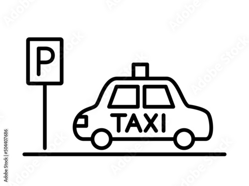 パーキング タクシー イラスト アイコン 線画