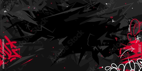 Dark Black Abstract Flat Urban Street Art Graffiti Style Vector Illustration Art Background Template 
