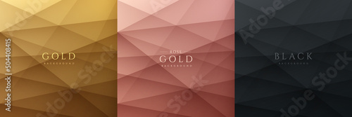 Set of gold, black and pink gold abstract background with dynamic gradient overlap stripes lines. Luxury and elegant concept. Modern and simple template banner collection design. EPS10 vector