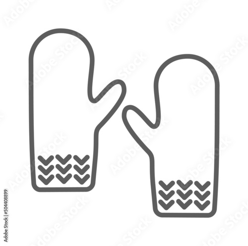 Knit winter clothes icon set. Knitting clothes, knitted samples thin line warm woolen things. Hat, scarf, mittens, waistcoat, plaid and other hand-knitted garments