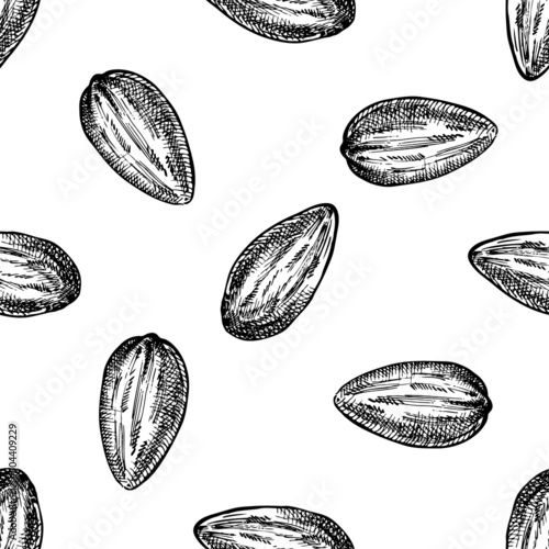 Seamless pattern with black and white almond