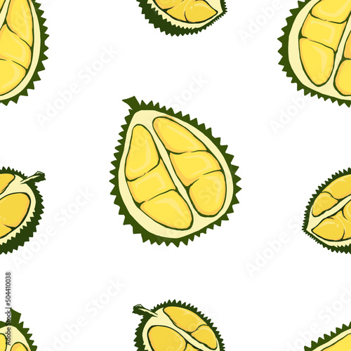 Seamless pattern durian fruits and leaf