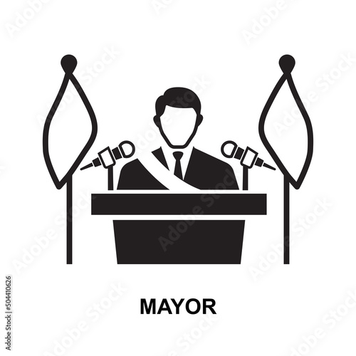 Mayor icon isolated on white background vector illustration.