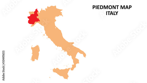 Piedmont regions map highlighted on Italy map.