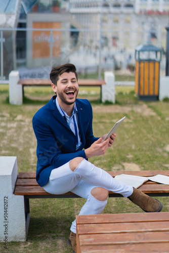 Businessman laughing photo