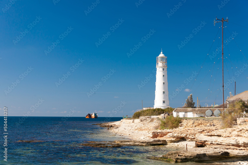 Sea. Crimea. Tarkhankut. Lighthouse