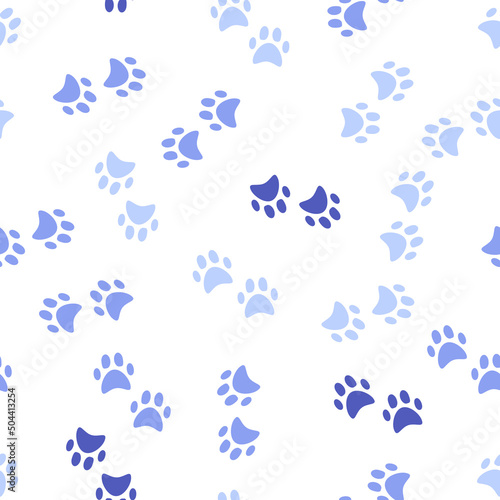 Patrón de huellas de oso en tonos azules sobre fondo blanco
