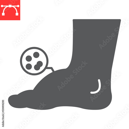 Leg edema glyph icon, diabetic and foot, leg swelling vector icon, vector graphics, editable stroke solid sign, eps 10.