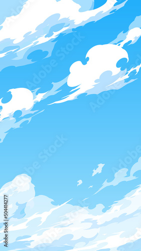 かっこいい雲と空の背景イラスト_エフェクト風_16:9_縦