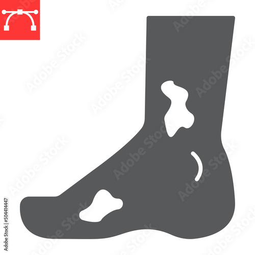 Diabetic foot glyph icon, ulcer and disease, diabetic foot vector icon, vector graphics, editable stroke solid sign, eps 10.