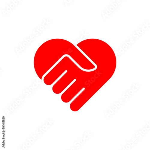 love hand care Red symbol logo vector