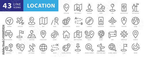 Print op canvas Location icons set