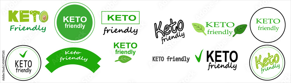Vector illustration with stickers for ketogenic diet, lchf and paleo diet products and foods Vector illustration with stickers for ketogenic diet, lchf and paleo diet products and foods