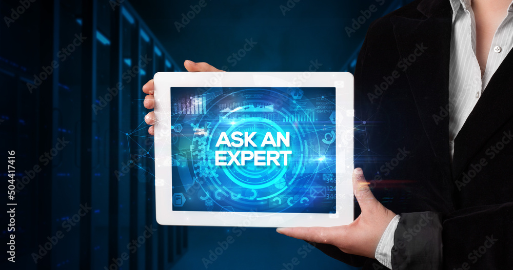 Person holding tablet, business concept Person holding tablet, business concept