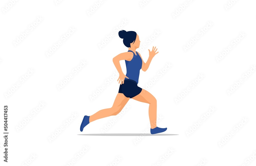 woman in blue dress exercising and running vector art illustration woman in blue dress exercising and running vector art illustration