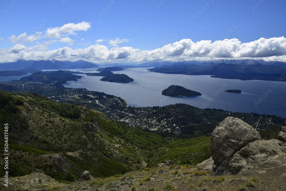 San Carlos de Bariloche is a city in the Argentinian province of Rio Negro. view of the lake and the city of Bariloche