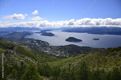 San Carlos de Bariloche is a city in the Argentinian province of Rio Negro. view of the lake and the city of Bariloche