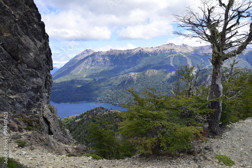 View of the city and the surrounding area from a high point in Arrayanes National Park, San Carlos de Bariloche.