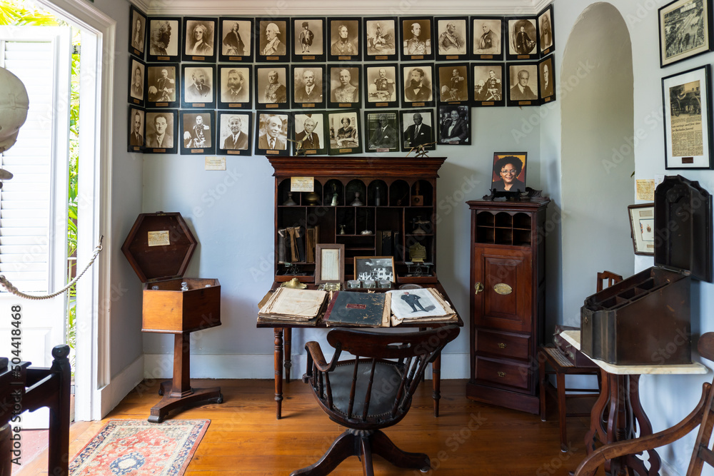 Sunbury, Barbados Sunbury Plantation House. Office, original desk and