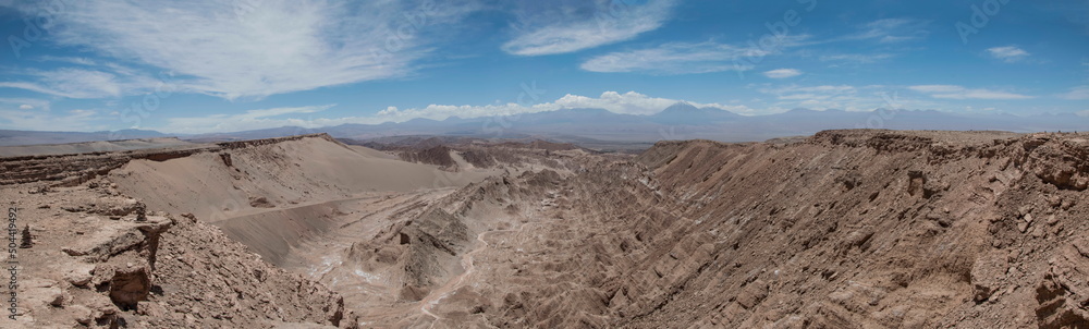 panoramic view from Valle de la Muerte (Death Valley), desert Atacama