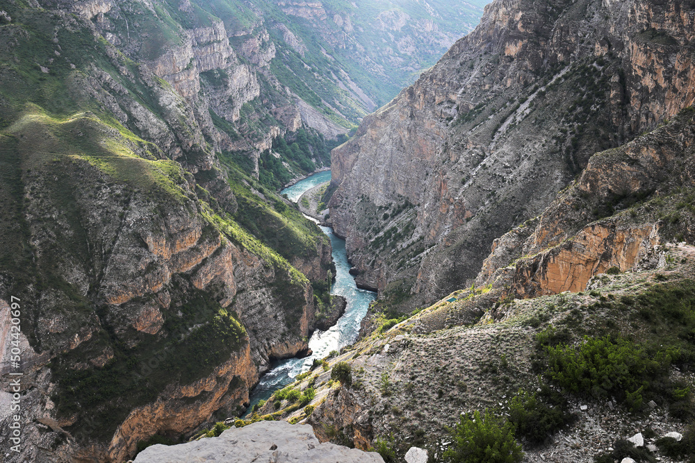 Obraz premium North-eastern Caucasus. The Republic of Dagestan. A fragment of the Sulak River in the famous Sulak Canyon.