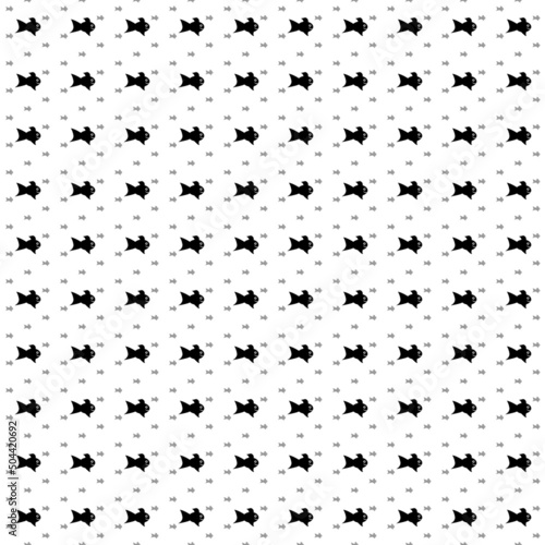 Fototapeta Naklejka Na Ścianę i Meble -  Square seamless background pattern from black gold fish symbols are different sizes and opacity. The pattern is evenly filled. Vector illustration on white background