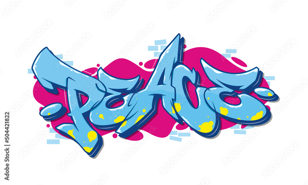 Peace font in graffiti style. Vector illustration.