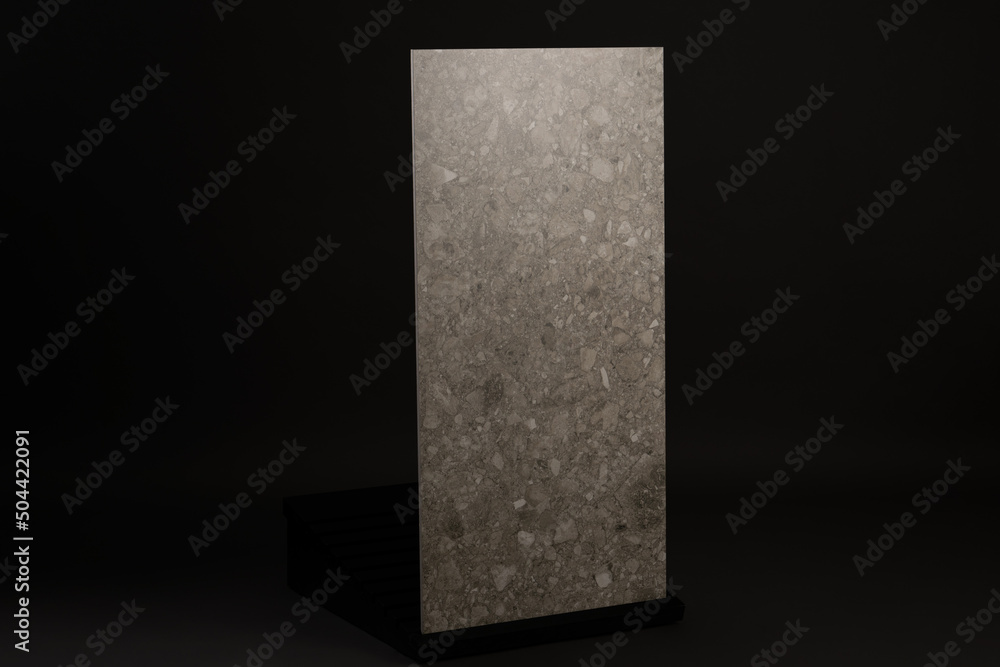 Porcelain tiles with a stone texture on a dark gray background Porcelain tiles with a stone texture on a dark gray background