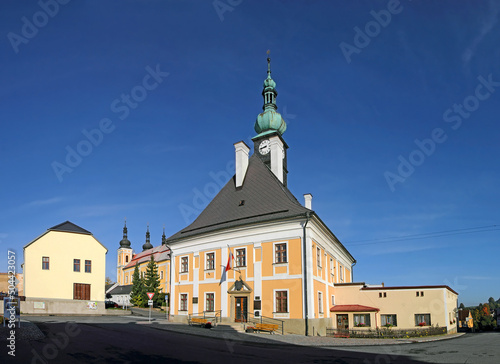 Town Bystre, the main square, Baroque Town Hall. Bohemian-Moravian Highlands, Czech Republic photo