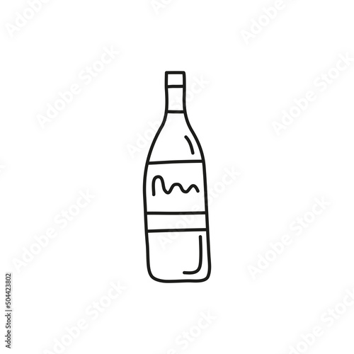 Doodle outline alcohol drink in bottle.