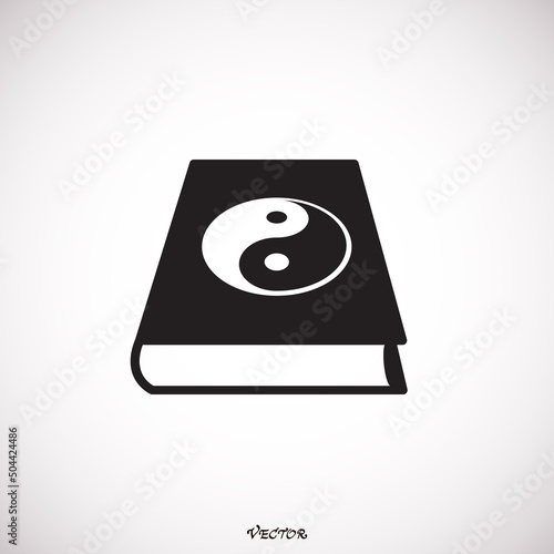 Tao Te Ching, Taoism religion Holy book. Ancient chinese philosophical texts, holy scriptures, black vector illustration isolated on white background.