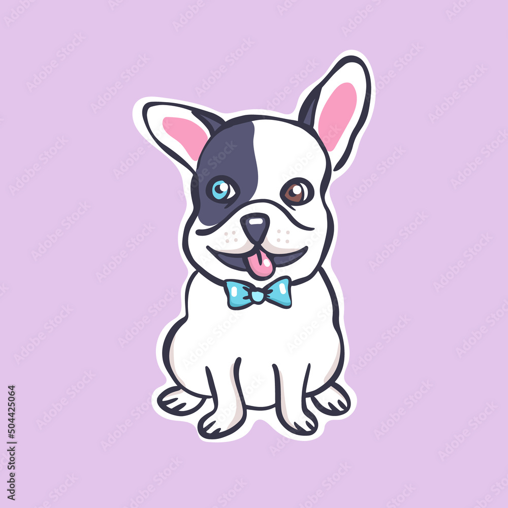 Cute illustration with a dog on a pink background, vector sticker. Cute illustration with a dog on a pink background, vector sticker.
