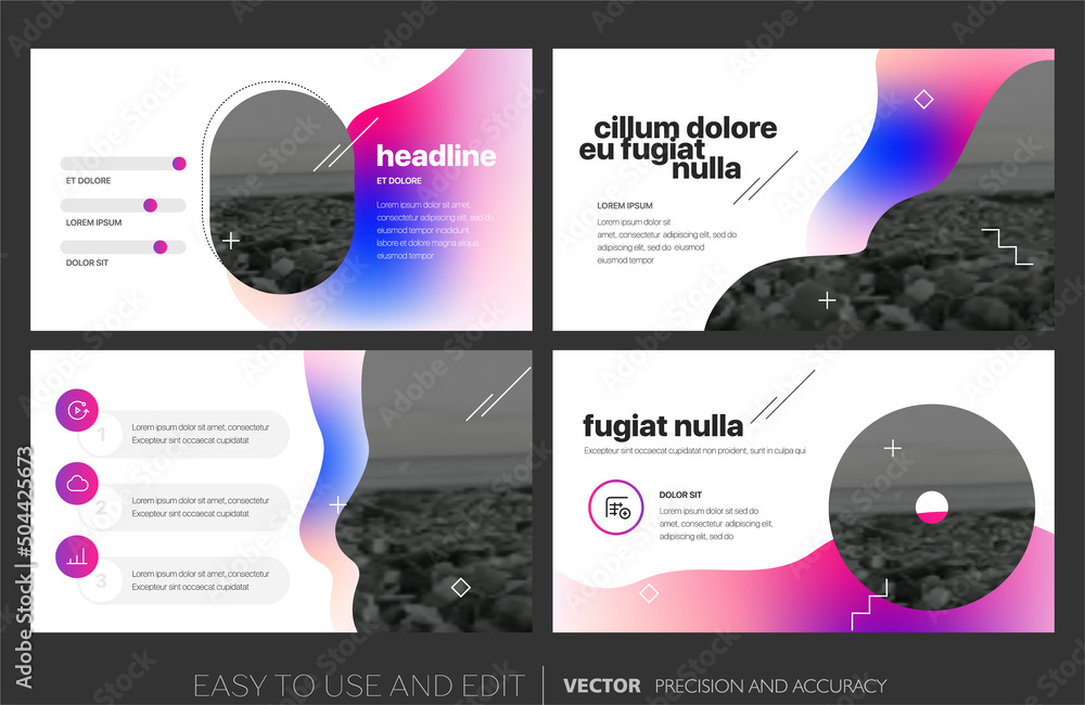 Creative presentation templates with editable design elements and ...