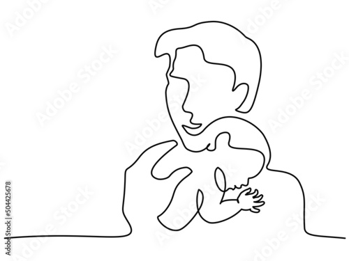 Fathers Day one Line Art Father baby