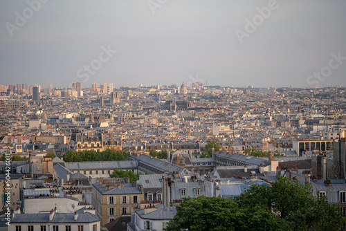 Landscape of Paris from Montmartre hills. Daylight shot