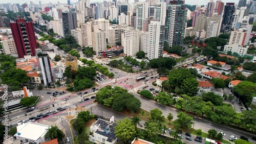 City Aerial Reboucas Avenue At Sao Paulo Brazil. Capital Downtown Landscape. Cityscape Of Capital Architecture. South America Cityscape Aerials. Cityscape Outdoor Urban Aerials. Sao Paulo Brazil photo