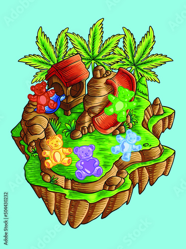Cannabis Gummy Bear Cute cartoon playground