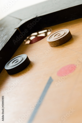 A game of carrom close to victory