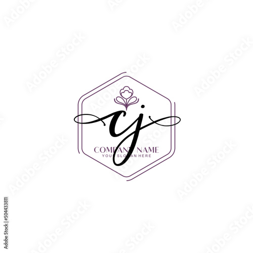 CJ signature logo template vector photo