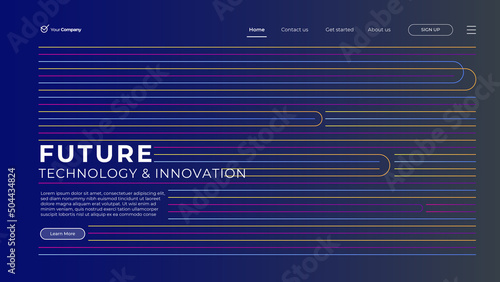 Creative blue horizontal website screen part for responsive web design development. 3D colorful balls geometric banner layout mock up. Corporate landing page block vector illustration template.