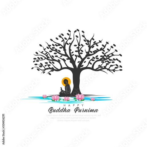 Happy Buddha Purnima Vesak,Buddhist festival- Vector