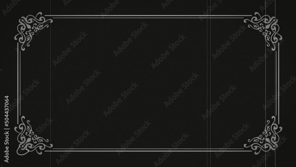 Set of vintage silent movie caption cards with old film effects and scratches. Includes 5 ornate frame styles. Loop ready.