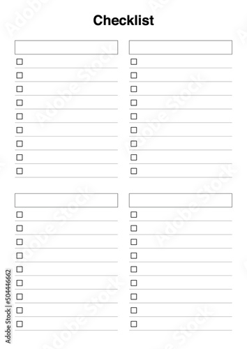 Blank checklist or to do list printable